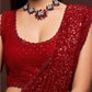Ruby Red Fully Sequined Georgette Party Wear Saree