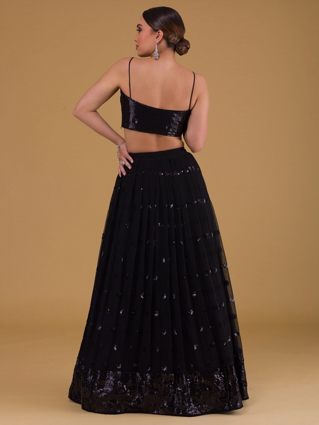 Embellished Sequinned Semi-Stitched Lehenga Choli With Dupatta
