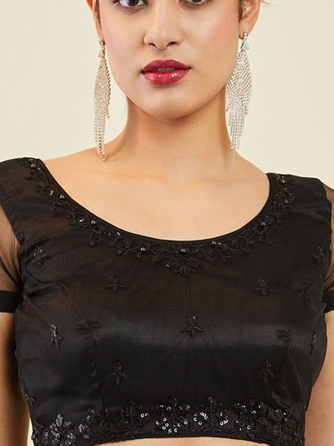 Embellished Sequinned Semi-Stitched Lehenga & Unstitched Blouse With Dupatta