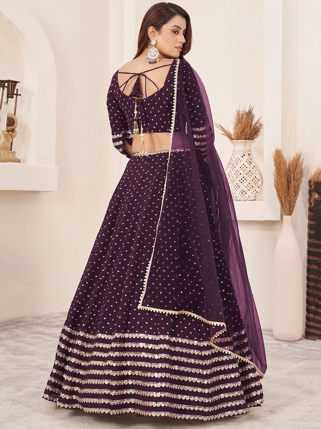 Embellished Sequinned Semi-Stitched Lehenga & Unstitched Blouse With Dupatta