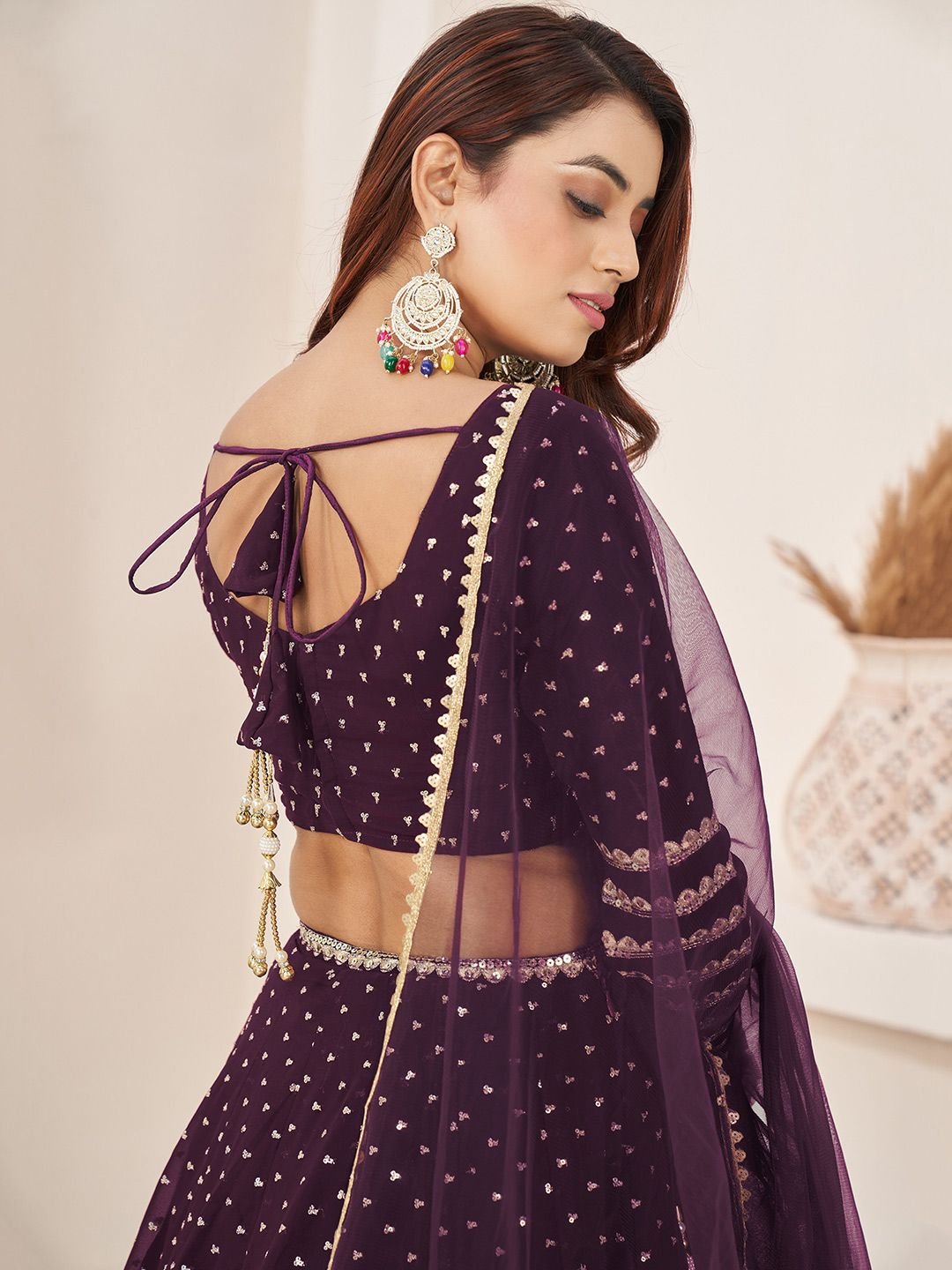 Embellished Sequinned Semi-Stitched Lehenga & Unstitched Blouse With Dupatta