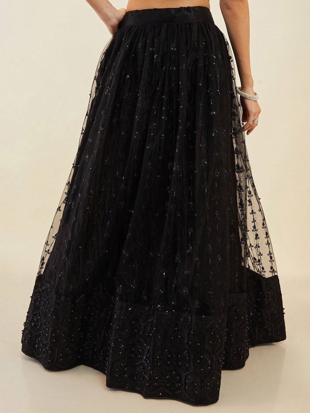 Embellished Sequinned Semi-Stitched Lehenga & Unstitched Blouse With Dupatta