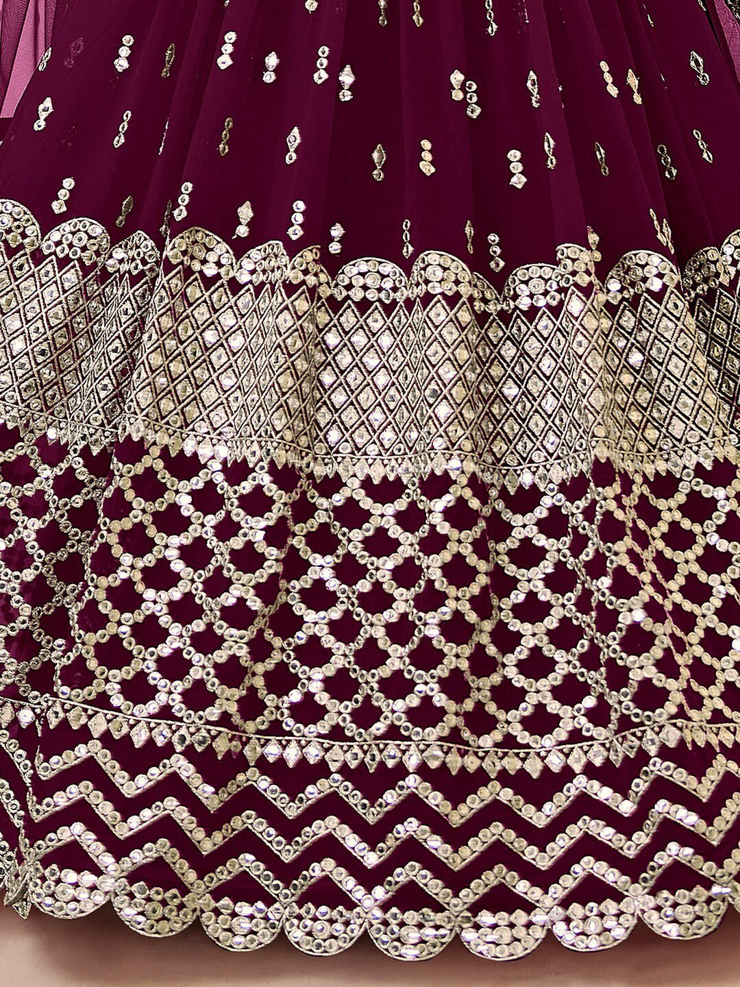 Embroidered Mirror Work Semi-Stitched Lehenga Choli With Dupatta