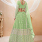 Embroidered Mirror Work Semi-Stitched Lehenga Choli With Dupatta