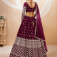 Embroidered Mirror Work Semi-Stitched Lehenga Choli With Dupatta