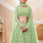 Embroidered Mirror Work Semi-Stitched Lehenga Choli With Dupatta