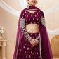 Embroidered Mirror Work Semi-Stitched Lehenga Choli With Dupatta