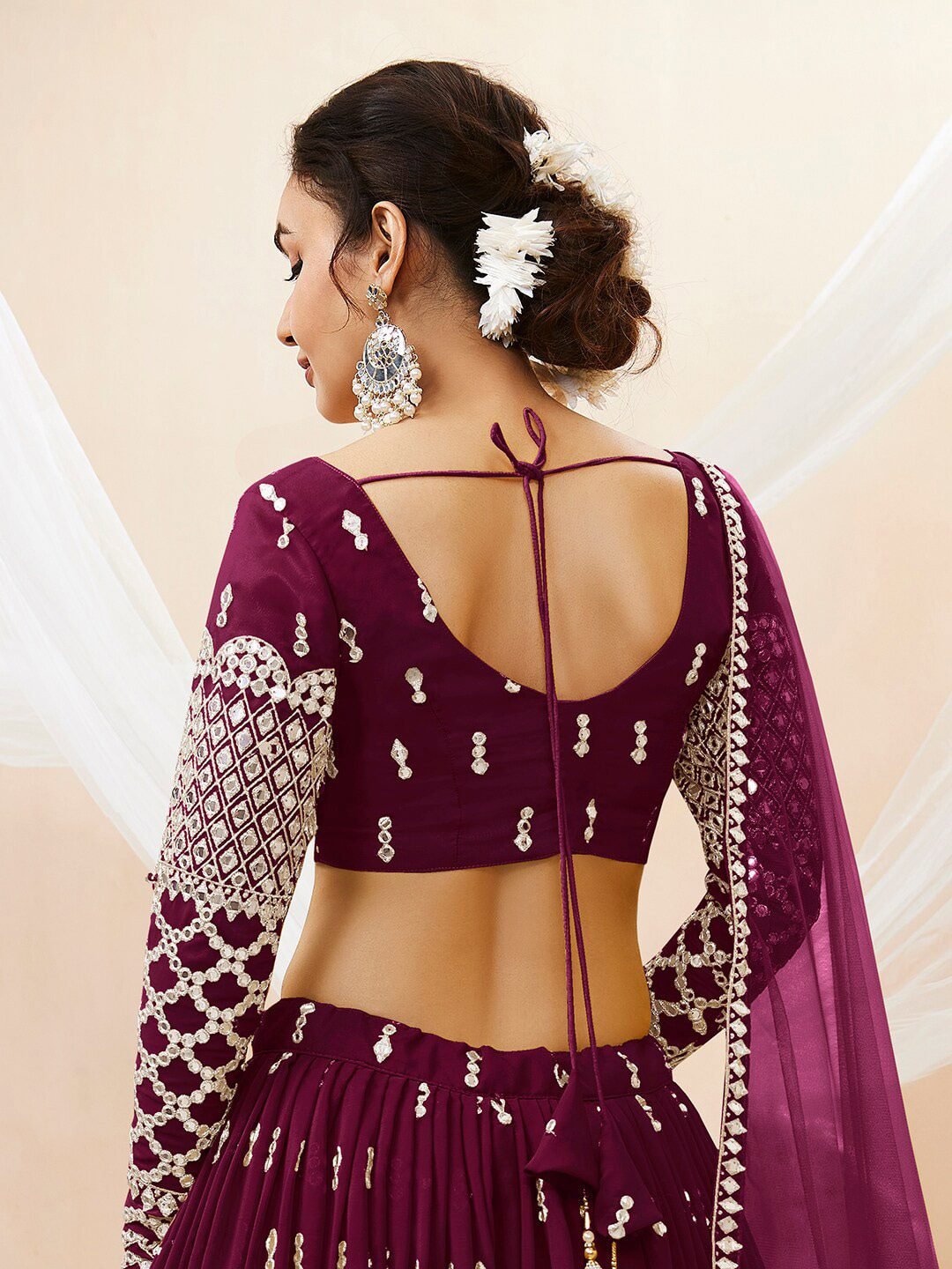 Embroidered Mirror Work Semi-Stitched Lehenga Choli With Dupatta