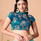 Embroidered Mirror Work Semi-Stitched Lehenga & Unstitched Blouse With