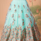 Embroidered Mirror Work Semi-Stitched Lehenga & Unstitched Blouse With