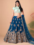 Embroidered Mirror Work Semi-Stitched Lehenga & Unstitched Blouse With Dupatta