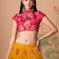 Embroidered Mirror Work Semi-Stitched Lehenga & Unstitched Blouse With Dupatta