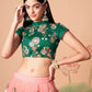 Embroidered Mirror Work Semi-Stitched Lehenga & Unstitched Blouse With Dupatta