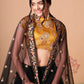 Embroidered Mirror Work Semi-Stitched Lehenga & Unstitched Blouse With Dupatta