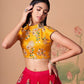 Embroidered Mirror Work Semi-Stitched Lehenga & Unstitched Blouse With Dupatta