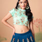 Embroidered Mirror Work Semi-Stitched Lehenga & Unstitched Blouse With Dupatta