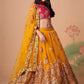 Embroidered Mirror Work Semi-Stitched Lehenga & Unstitched Blouse With Dupatta