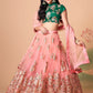 Embroidered Mirror Work Semi-Stitched Lehenga & Unstitched Blouse With Dupatta