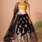 Embroidered Mirror Work Semi-Stitched Lehenga & Unstitched Blouse With Dupatta