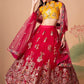 Embroidered Mirror Work Semi-Stitched Lehenga & Unstitched Blouse With Dupatta
