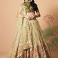 Embroidered Mirror Work Semi-Stitched Lehenga & Unstitched Blouse With Dupatta