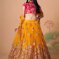 Embroidered Mirror Work Semi-Stitched Lehenga & Unstitched Blouse With Dupatta