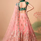 Embroidered Mirror Work Semi-Stitched Lehenga & Unstitched Blouse With Dupatta