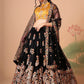 Embroidered Mirror Work Semi-Stitched Lehenga & Unstitched Blouse With Dupatta