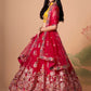 Embroidered Mirror Work Semi-Stitched Lehenga & Unstitched Blouse With Dupatta