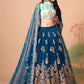 Embroidered Mirror Work Semi-Stitched Lehenga & Unstitched Blouse With Dupatta