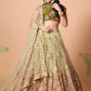 Embroidered Mirror Work Semi-Stitched Lehenga & Unstitched Blouse With Dupatta