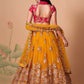 Embroidered Mirror Work Semi-Stitched Lehenga & Unstitched Blouse With Dupatta