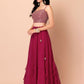 Embroidered Mirror Work Semi-Stitched Lehenga & Unstitched Blouse With Dupatta