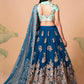 Embroidered Mirror Work Semi-Stitched Lehenga & Unstitched Blouse With Dupatta