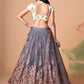 Embroidered Mirror Work Semi-Stitched Lehenga & Unstitched Blouse With Dupatta