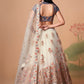 Embroidered Mirror Work Semi-Stitched Lehenga & Unstitched Blouse With Dupatta