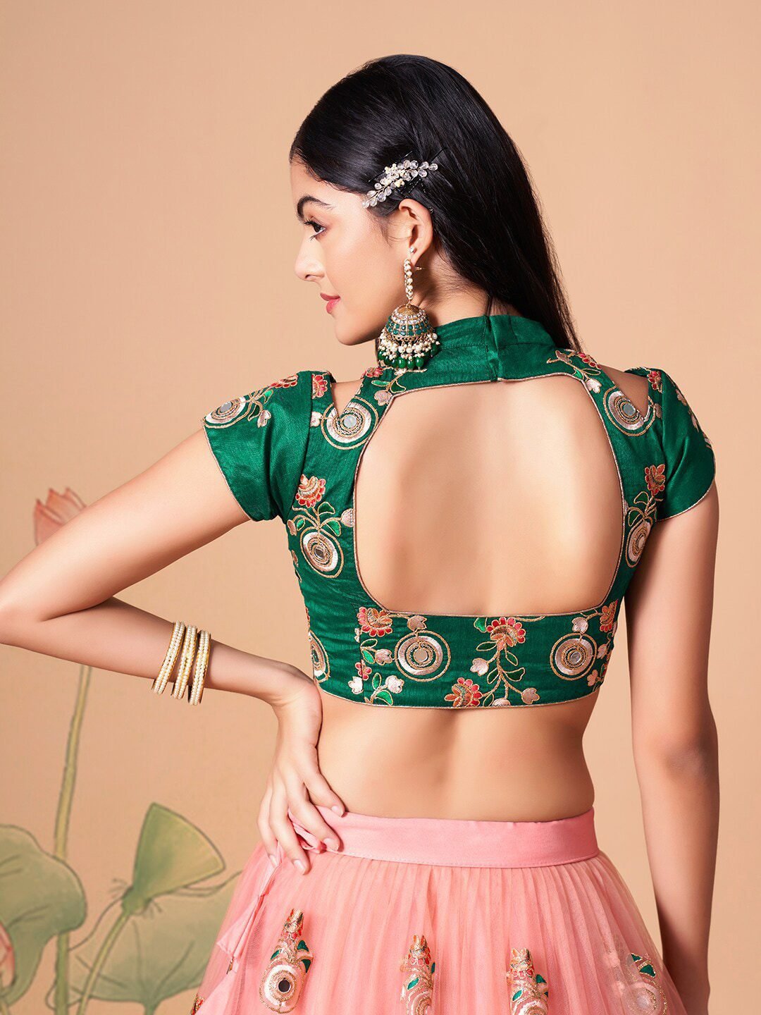 Embroidered Mirror Work Semi-Stitched Lehenga & Unstitched Blouse With Dupatta