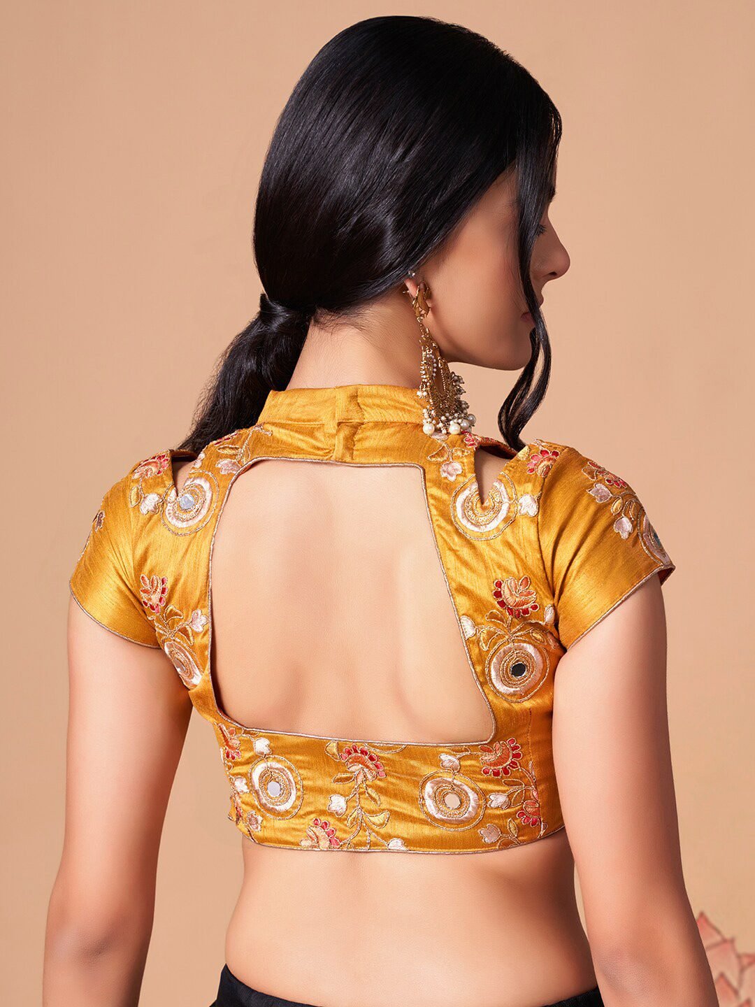 Embroidered Mirror Work Semi-Stitched Lehenga & Unstitched Blouse With Dupatta