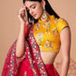 Embroidered Mirror Work Semi-Stitched Lehenga & Unstitched Blouse With Dupatta