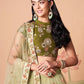 Embroidered Mirror Work Semi-Stitched Lehenga & Unstitched Blouse With Dupatta