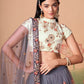 Embroidered Mirror Work Semi-Stitched Lehenga & Unstitched Blouse With Dupatta