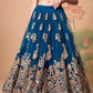 Embroidered Mirror Work Semi-Stitched Lehenga & Unstitched Blouse With Dupatta