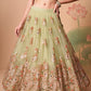Embroidered Mirror Work Semi-Stitched Lehenga & Unstitched Blouse With Dupatta