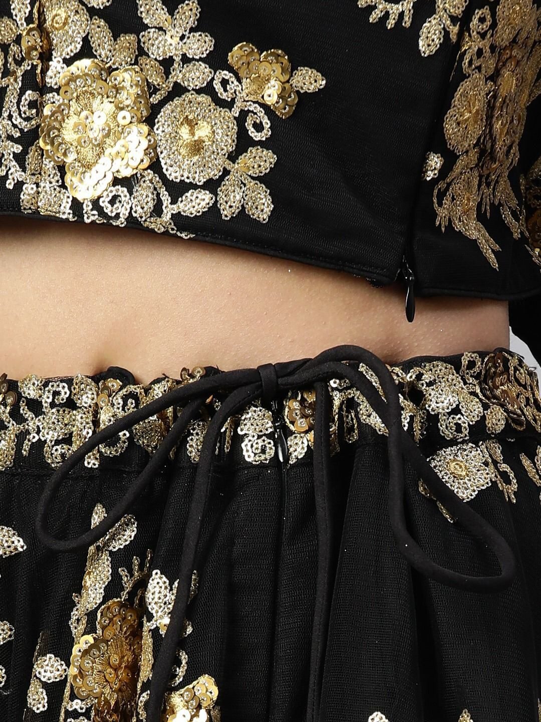 Embroidered Net Semi-Stitched Lehenga & Unstitched Blouse With Dupatta