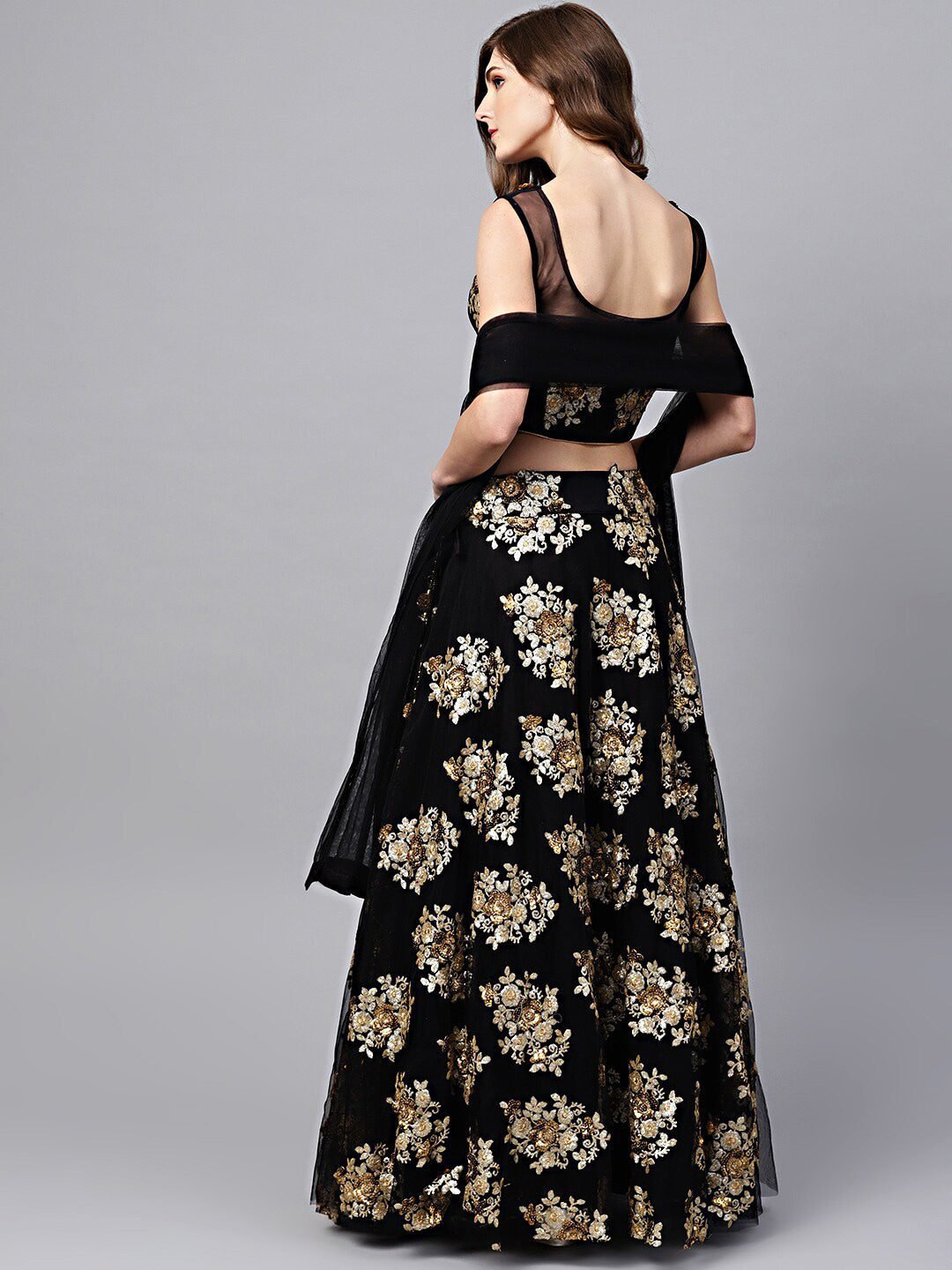 Embroidered Net Semi-Stitched Lehenga & Unstitched Blouse With Dupatta
