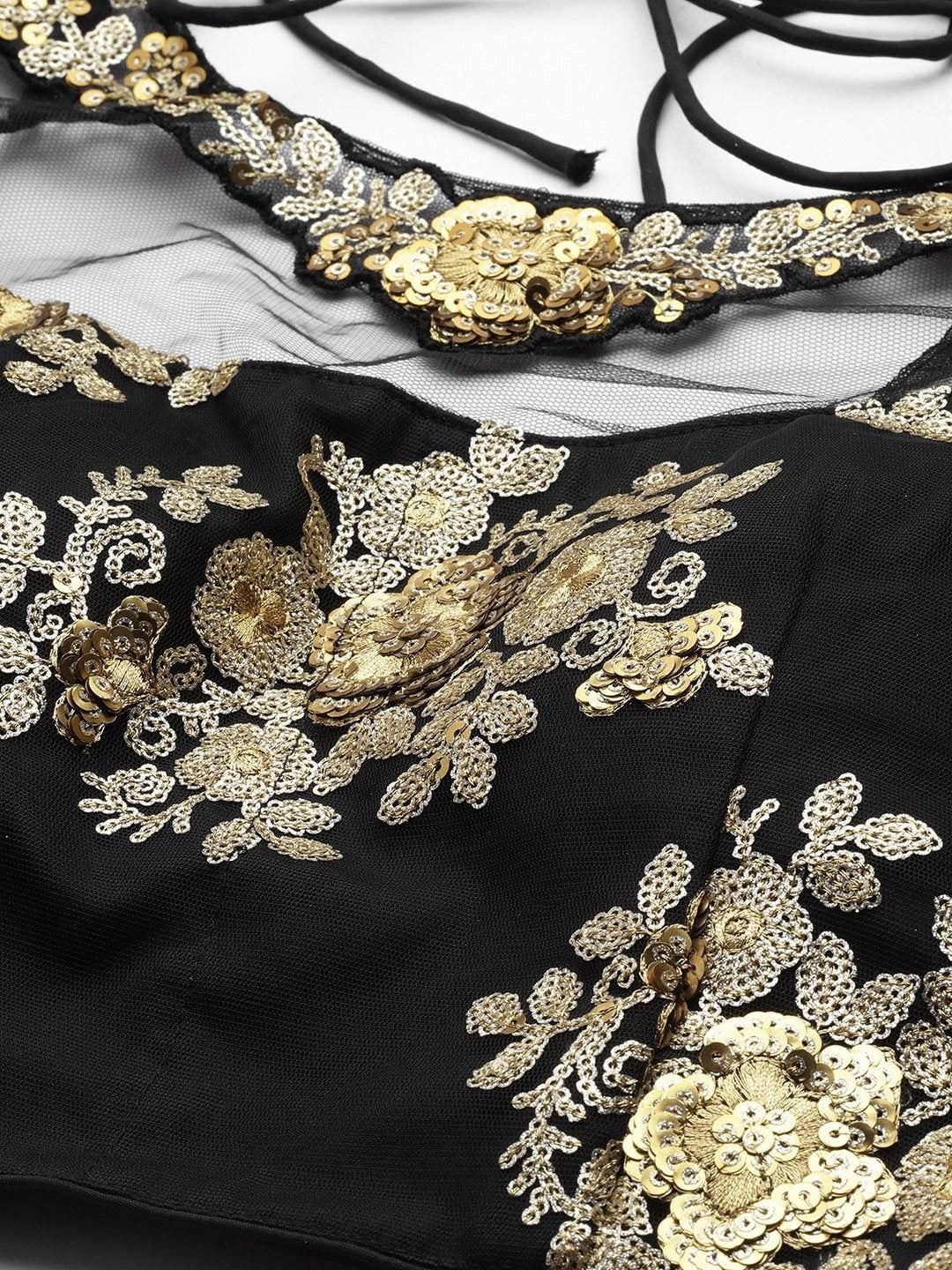 Embroidered Net Semi-Stitched Lehenga & Unstitched Blouse With Dupatta