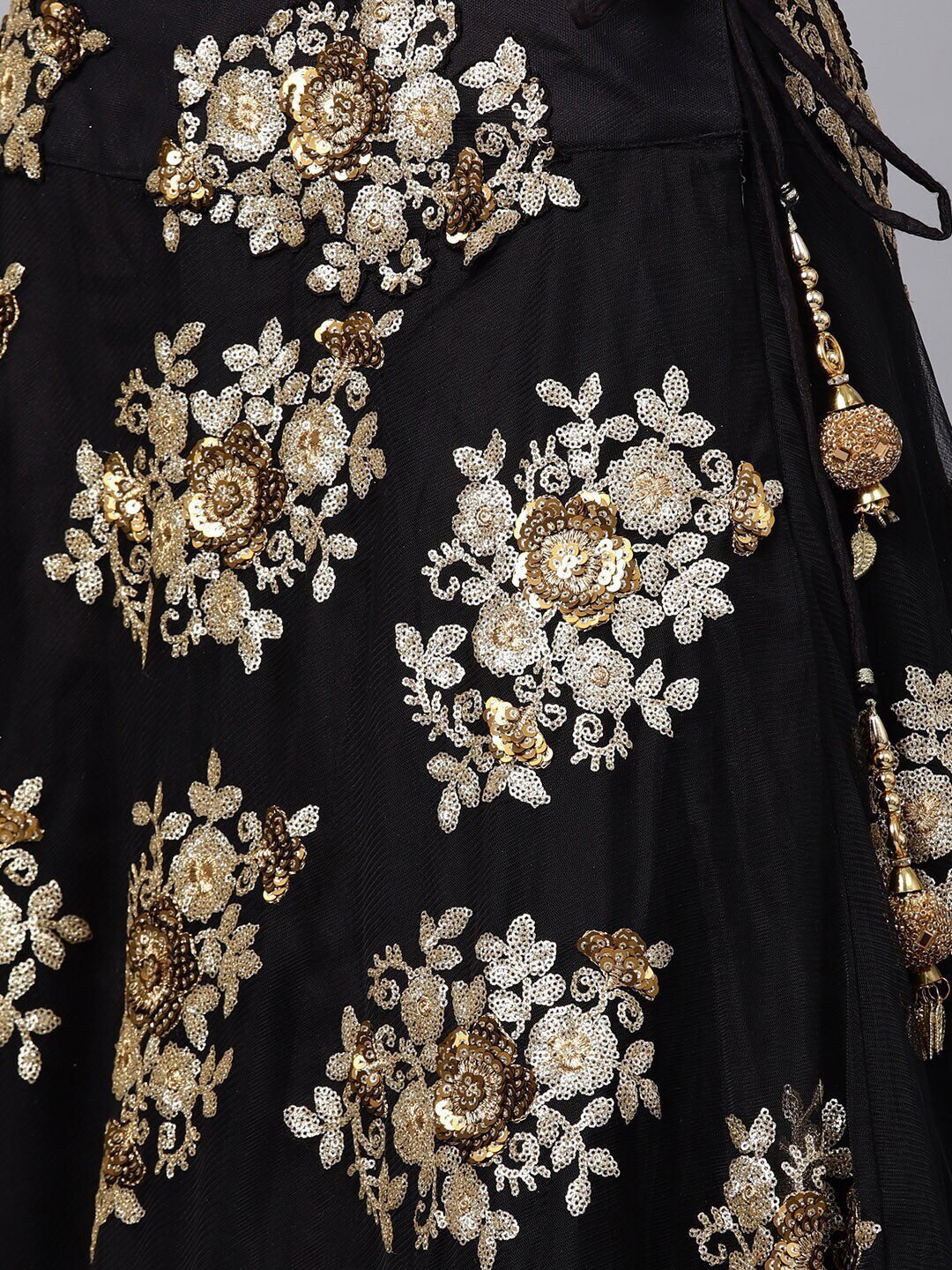 Embroidered Net Semi-Stitched Lehenga & Unstitched Blouse With Dupatta