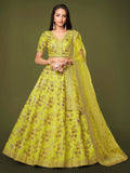 Embroidered Semi-Stitched Lehenga & Unstitched Blouse With Dupatta