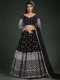 Embroidered Semi-Stitched Lehenga & Unstitched Blouse With Dupatta