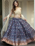 Embroidered Semi-Stitched Lehenga & Unstitched Blouse With Dupatta